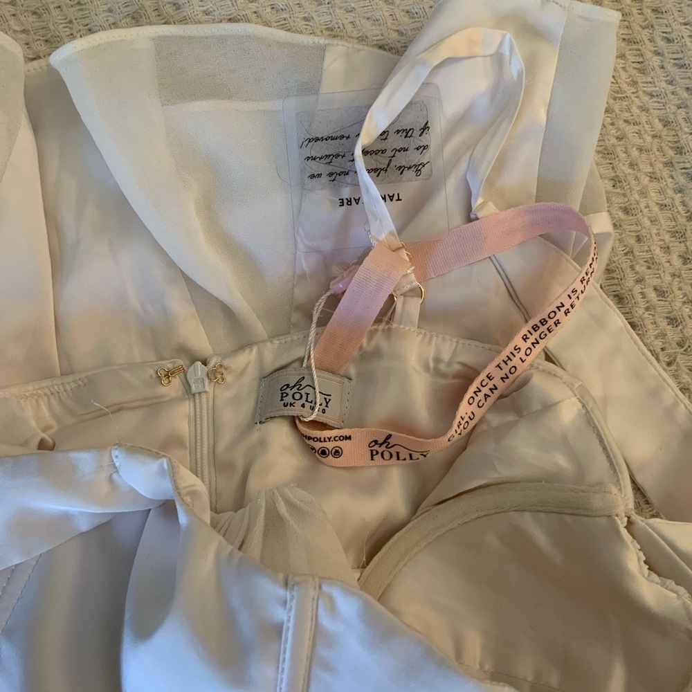 Oh Polly Delphine White Ivory Silky Corset Mini Dress Bridal NWT Size 0 - Picture 9 of 12